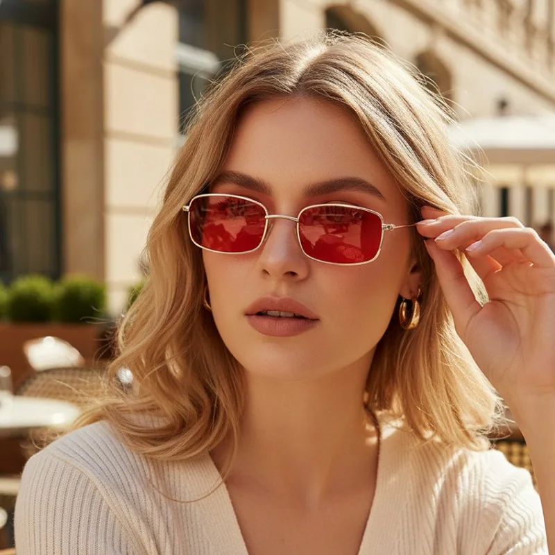 Vintage Fashion Enthusiasts - Yeni Küçük Kare Güneş Gözlüğü, Kadınlar