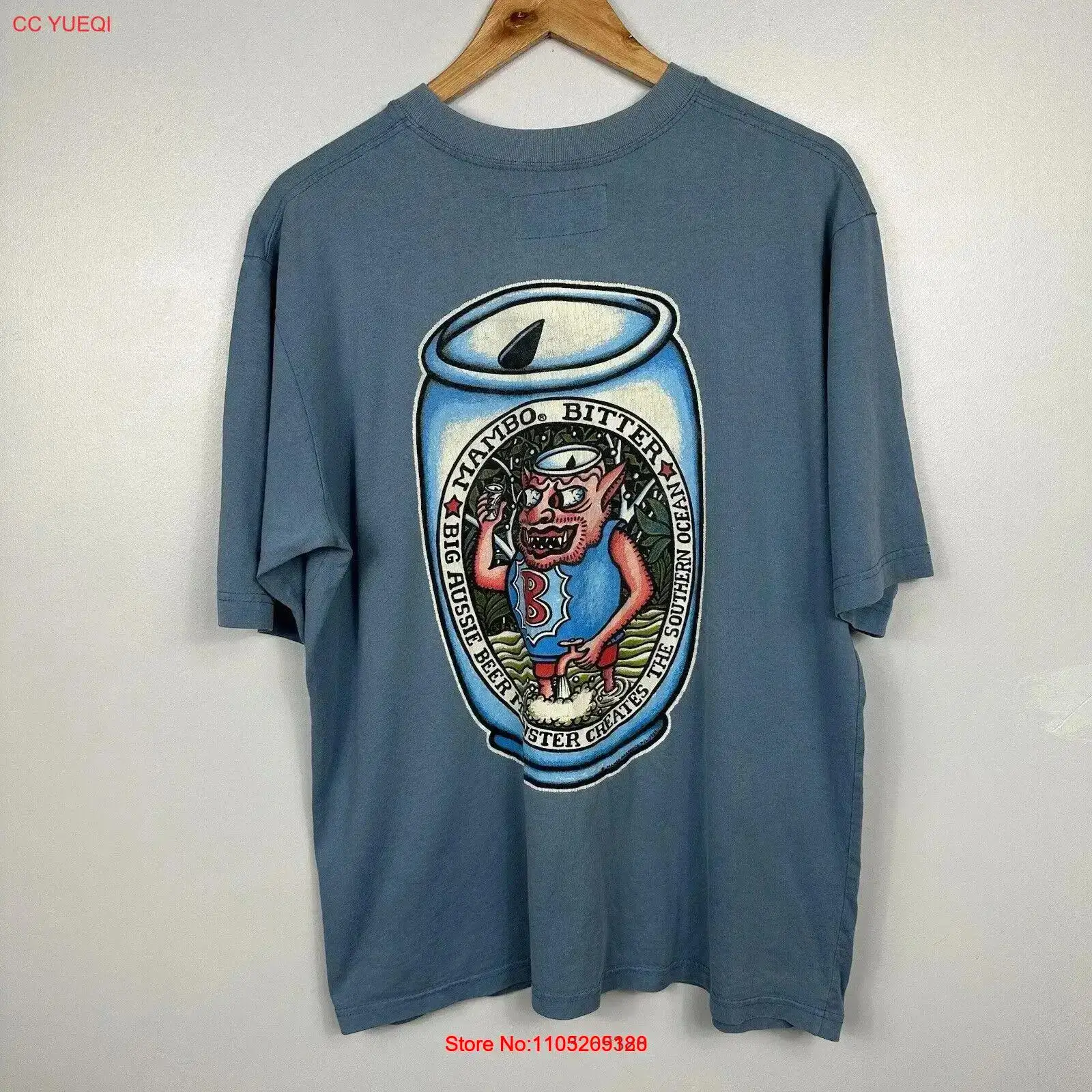 Vintage Fashion Jersey - Vintage Mambo Tişört 1999 Bira Mavisi